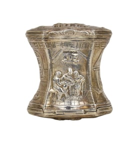English Sterling Hallmark, 2 Hinged Ends with German Design in Relief, Vermeil Washed Interior