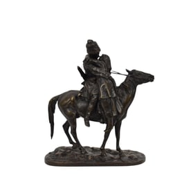 Eugene Lanceray (Russian, 1848-1886) "Farewell Kiss" Bronze Sculpture - A patinated bronze figural