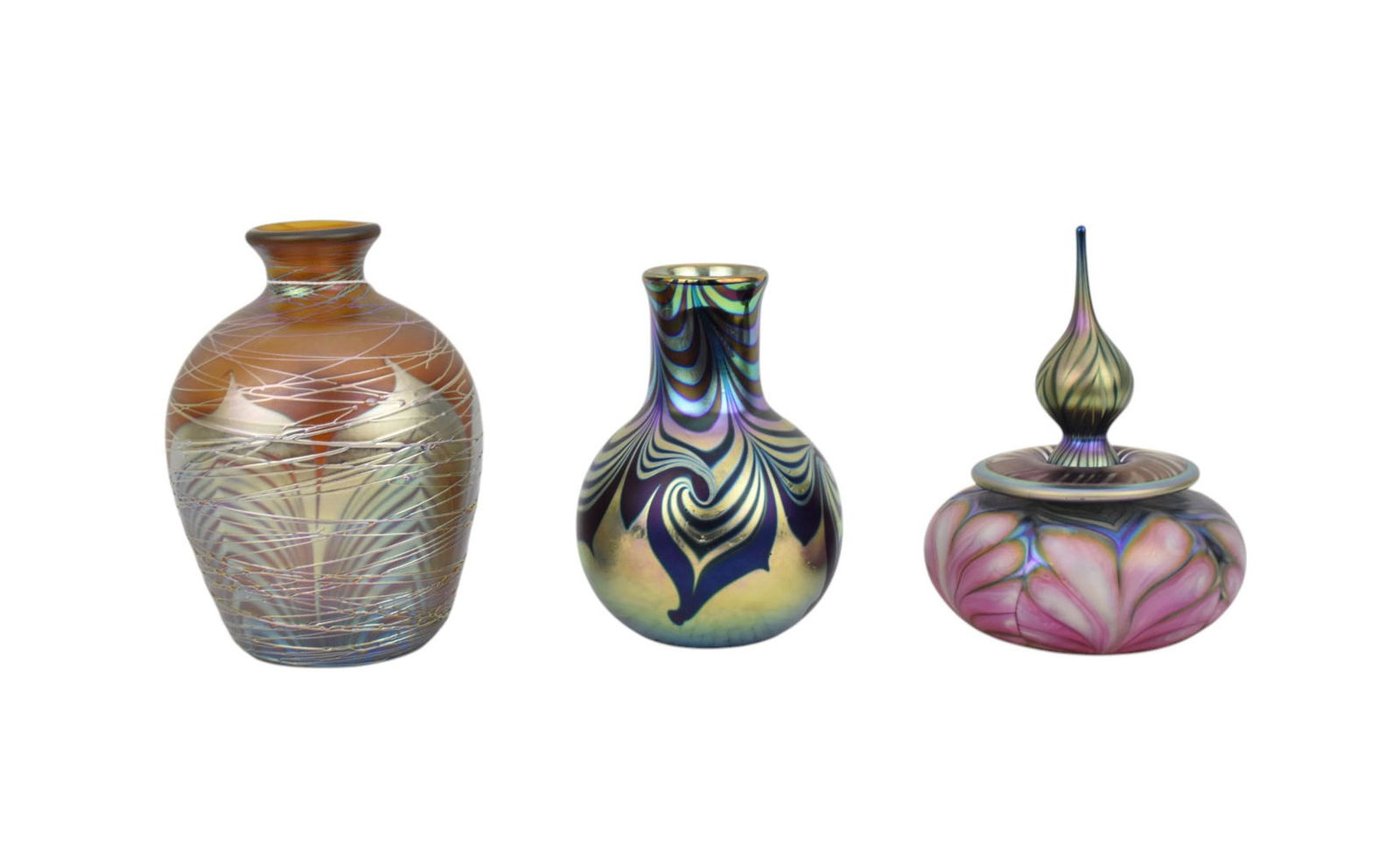 3 Art Glass Tableware's, 1 Perfume, Daniel Lotto 1989, 2 Vases Corein CVB 76' & Threaded Vase 1980 (1 of 9)
