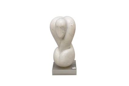 Polished Marble Sculpture on Lucite Base, 19"h x 8"w