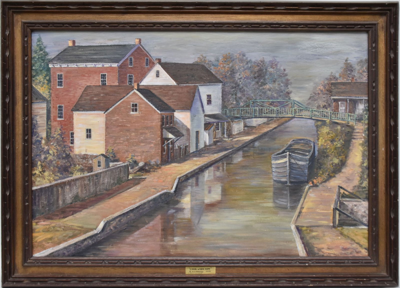 Donald James Wendling (Pennsylvania, 1932-2021) oil on canvas, canal in New Hope- 2006. Depicting (1 of 8)