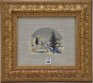 Walter E. Baum (1884-1956, Pennsylvania) watercolor - winter scene signed lower left side, sight