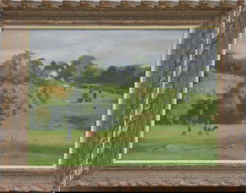 Alexander Farnham (New Jersey 1926 - 2017) North Jersey Farm , oil on artist board- circa 1952.