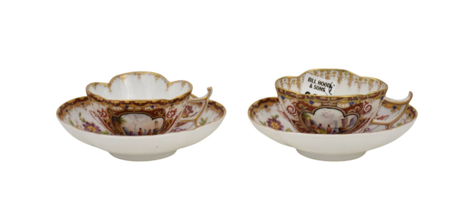 Pr. Meissen Porcelain Hand painted Cups & Saucers Each With AR (Augustus Rex) (1 of 11)