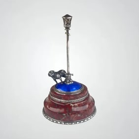 Russian Antique Silver Bulldog Table Decoration-Paper Weight, 262.6g. Measures- 120mm H x 70mm D.