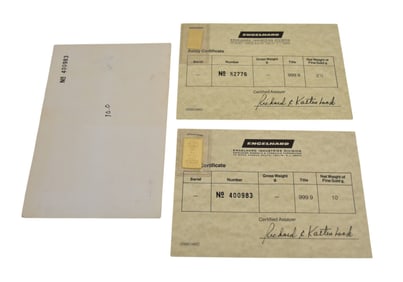 2 - 24K Gold Bars. Engelward 10g and 2.5g with certificate.