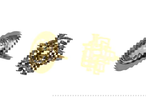 2 - 18K Yellow Gold Rings. Textured Abstract Ring Size 7.5 and Initial C in Baguette diamond Ring: 2 - 18K Yellow Gold Rings. Textured Abstract Ring Size 7.5 and Initial C in Baguette diamond Ring size 8. wt. 30.2 grams