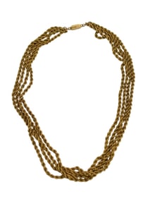 14K Yellow Gold Multi Strand Rope Necklace. Wt. 107.4 grams 20"