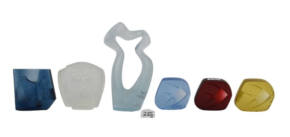 JAN CERNY (Czech, 1907-1978) Crystal Sculptures - A group of six Czech art glass sculptures. Five