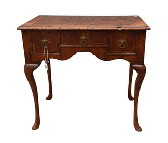 Dutch Marquetry 18th C. Lowboy 3 Side by Side Drawers, Some Veneer Missing, 28"h x 29 1/2"w x 18