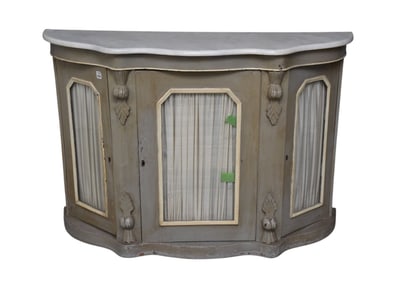 Painted Grey 3 Door Serpentine Sideboard with Conforming Marble