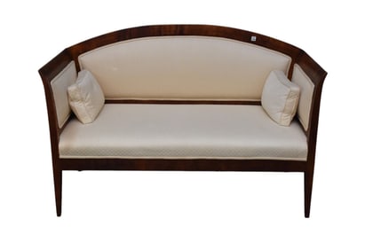 Continental Settee, Circa 1850's Biedermeier Style, Fine Ivory Upholstery, 40"h x 58"w x 23"d (some