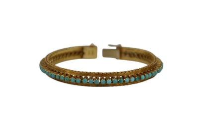 18K Yellow Gold Turquoise Bracelet Italy. Length 7" wt. 30.8 grams