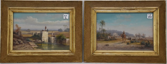 Eugenie M. Heller (American 1867 - 1952) Pair of Orientalist Watercolors Scenes, North Africa
