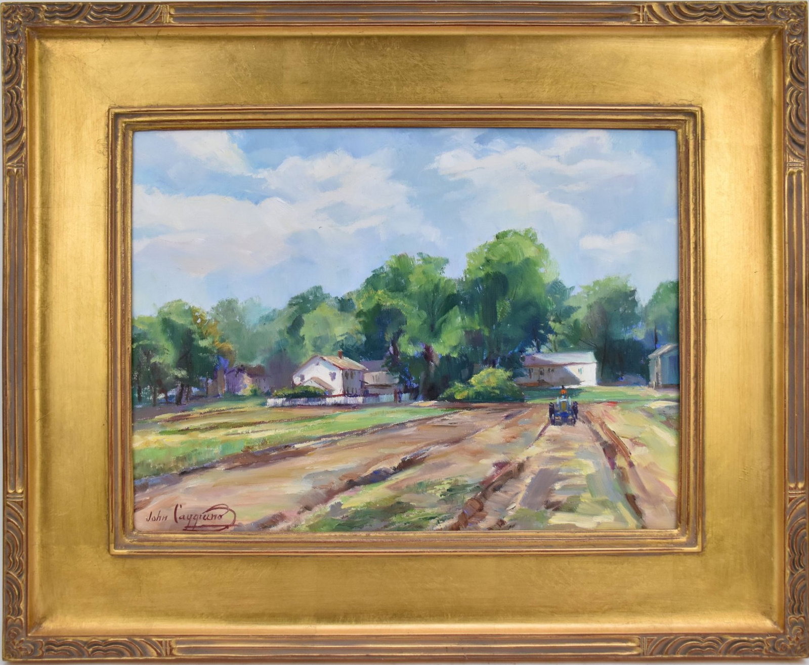 John S. Caggiano (Born 1949) oil on canvas, Rockport Massachusetts 12 x 16 inches. titled Dreyer: John S. Caggiano (Born 1949) oil on canvas, Rockport Massachusetts 12 x 16 inches. titled Dreyer fields, overall frame size 18 1/2 x 22 1/2 inches, sign lower left