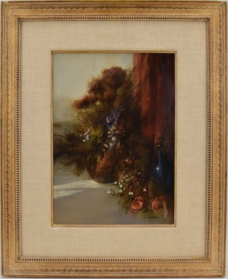 Tom Nicholas (American Born 1934) oil on canvas, Still Life Asparagus Fern, 10 x 14 inches, overall (1 of 4)