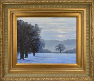 Christina Ergemlidze, oil on canvas field of snow 11 x 14 inches. Leila Bakashvili Gallery,
