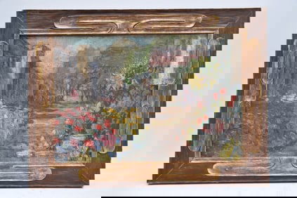 Louis Rudolphe Defontaine (French 1878-1962) oil on board, Spanish Garden- in a Toas carved frame,