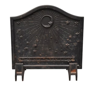 Iron Fire screen, "The Rule of the North Star", Depicting Moon & Stars, 19"h x 21"w