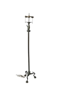 Bronze Floor Lamp, 3 Light with Griffon Below on Socket Trifed Base Needs Finial, 66"h
