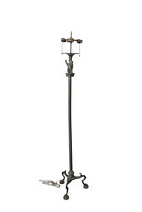Bronze Floor Lamp, 3 Light with Griffon Below on Socket Trifed Base Needs Finial, 66"h: Bronze Floor Lamp, 3 Light with Griffon Below on Socket Trifed Base Needs Finial, 66"h