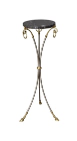 Trifed Steel and Brass Pedestal with Round Black Marble Top 40" high x 13" Dia