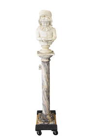 Marble carved Sculpture of young girl reading book, signed Fratelli Pugi Firenze. Overall 60 (1 of 8)