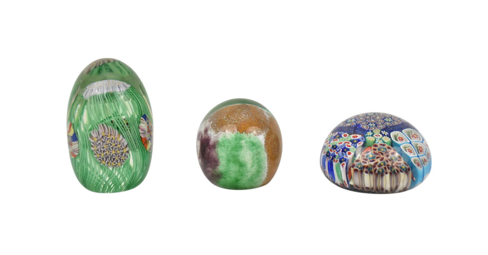 lot of 3 paperweights one marked Murano one signed  illegibly one not marked (1 of 7)