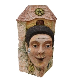 Studio Art, Pottery "Beach Condo" Signed Cheryl Tall 1 of 2, 21"H