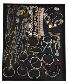 Sterling Silver Jewelry Lot Necklaces & Bracelets. 29 Necklaces and 15 Bracelets.  Designer Sajen,