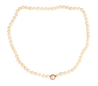 Angel Skin Coral Necklace with 14K Gold Clasp. 34"