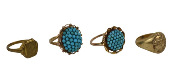 10K & 8K Yellow Gold Ring Lot. 10K Yellow Gold wt. 18.8 grams size 6.75 - 7.25 and 8K yellow gold