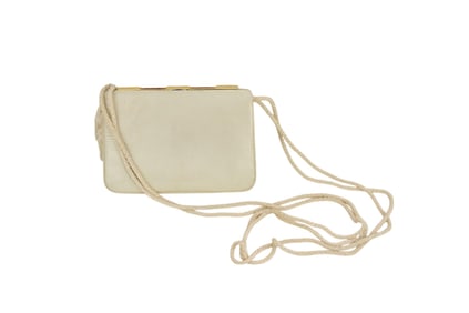 Vintage JUDITH LEIBER Reptile Ivory Color Leather Shoulder Bag, 4.5" x 6" Strap 21" with change