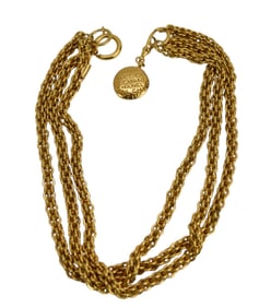 Vintage Chanel Multi Layer Gold Tone Necklace. 16"