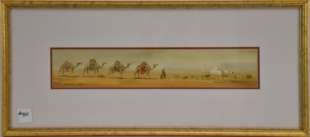 3 pieces sold together: Henry Stanton Lynton (UK 1886-1912) Watercolor Arab scene ruins, sighed