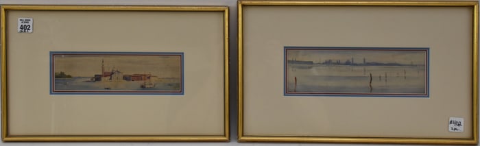 2 small Venice Watercolors no apparent signature examined in the frames, back inscribed Roger