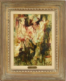 Pierre Eugène Duteurtre (France 1911 - 1989) oil on canvas, Boy with Goat and monkey signed lower