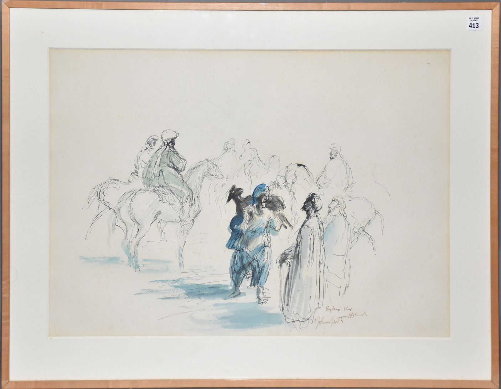 John Groth (American 1908-1988) Watercolor- Arab Scene. 21 x 29-1/2 inches. 28 x 36 inches (1 of 7)