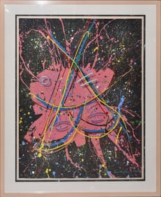 Abstract 3-D art, Artist Unknown, illegibly signed, sheet size 49 1/2 x 38 overall frame size 61