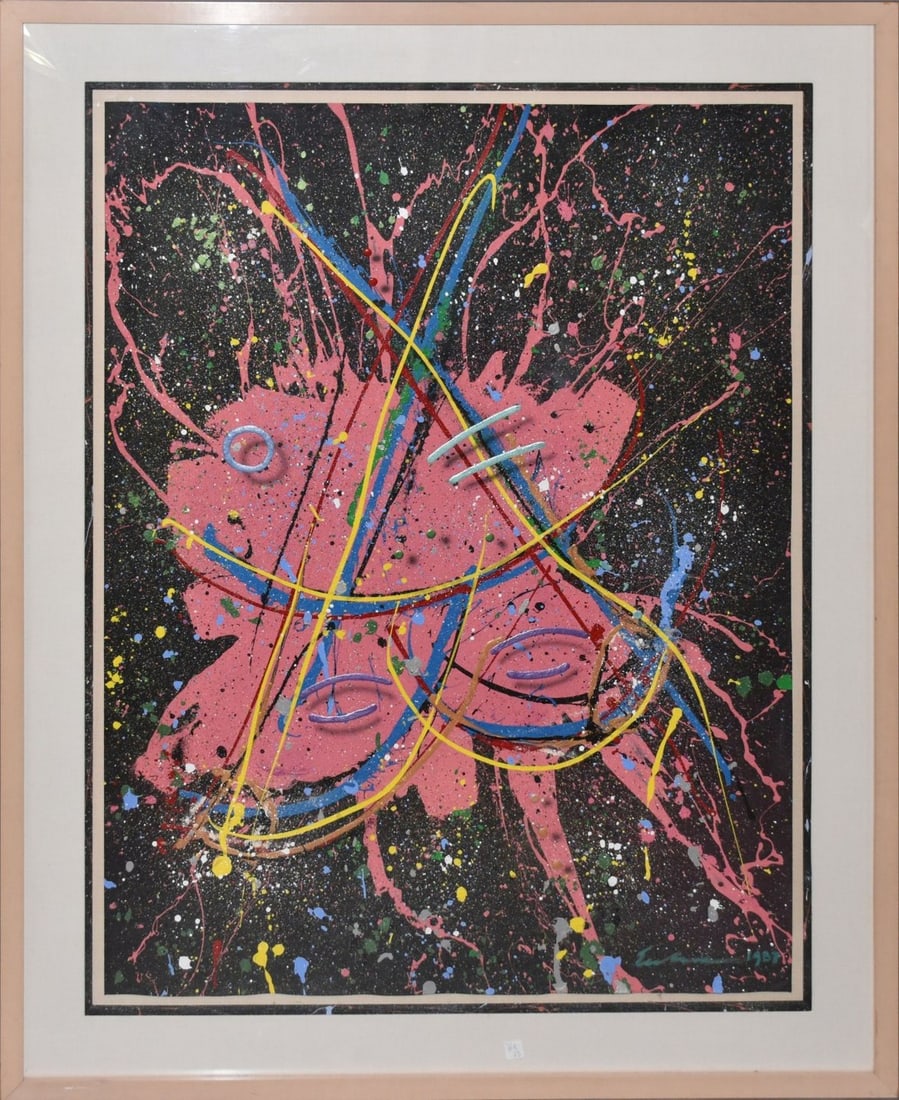 Abstract 3-D art, Artist Unknown, illegibly signed, sheet size 49 1/2 x 38 overall frame size 61 (1 of 7)