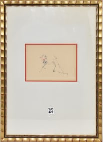 Pencil Drawing of Horse, untitled indistinctly signed. 5 x 8 inches. 21-1/2 x 16