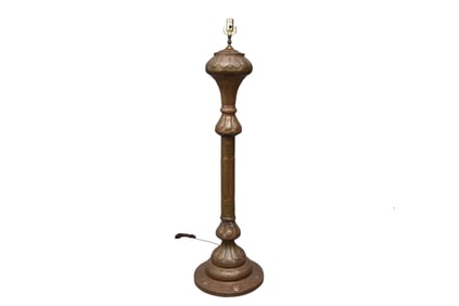 Brass & Copper Moroccan Floor Lamp, 52"h to top socket