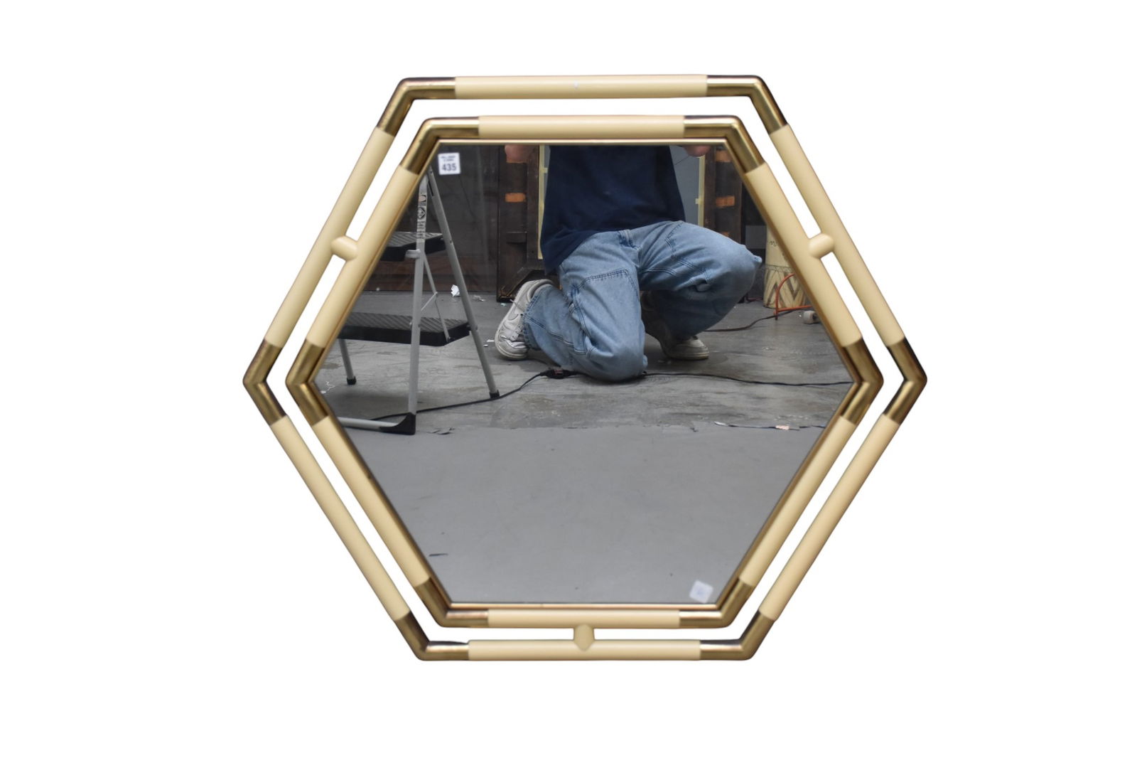 Mid Century Hexagonal Framed Mirror, 31"h x 36"w (1 of 6)