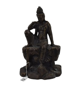 Bronze Seated Goddess, 15"h x 10"w