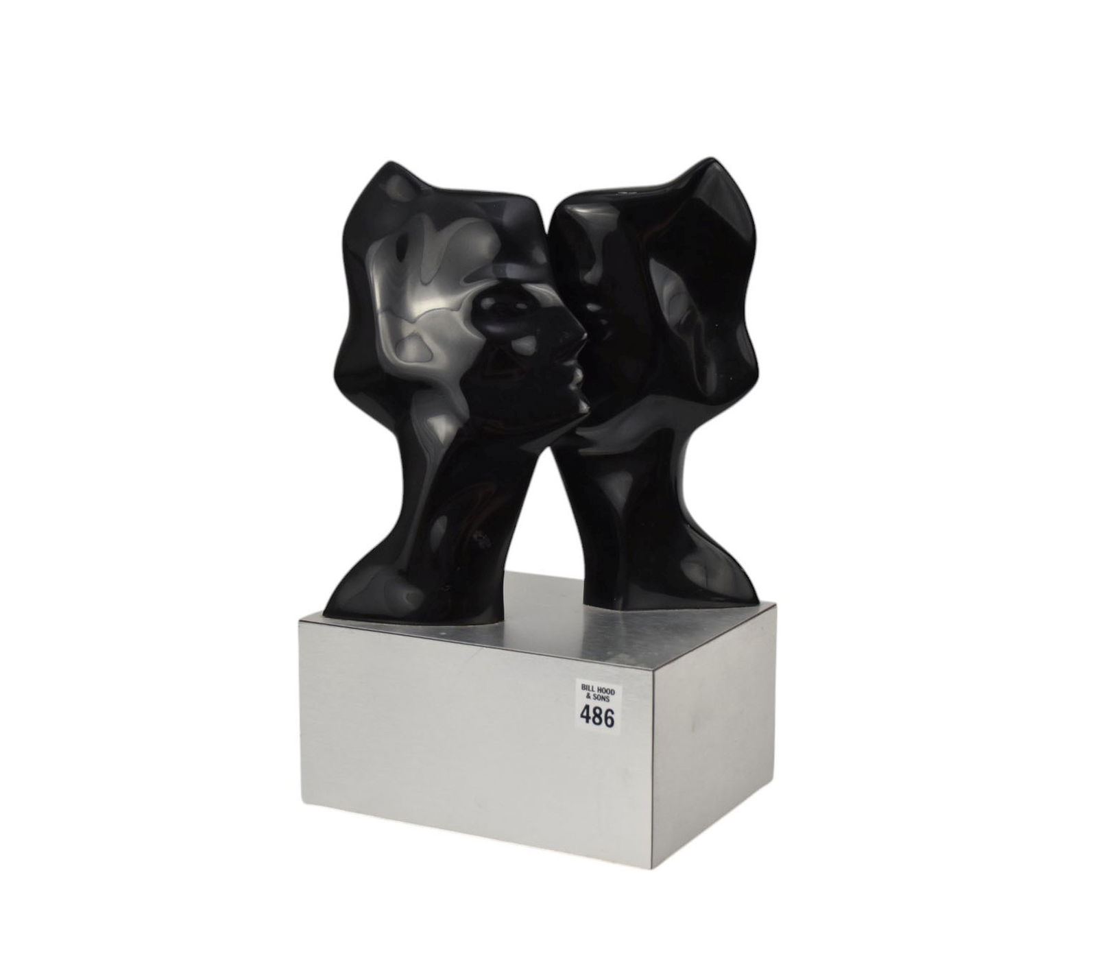 Vintage plastic sculpture of 2 figures kissing on rotating base Signed F.W.'  Numbered 3/9 (1 of 8)