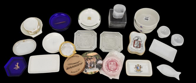 Large lot of Airline ashtrays and other ashtrays from around the world along with some drink