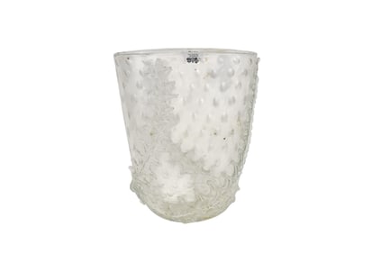 Glass Vase, Applied Fern, Signed Barovier Toso, Murano, 12 1/2"h