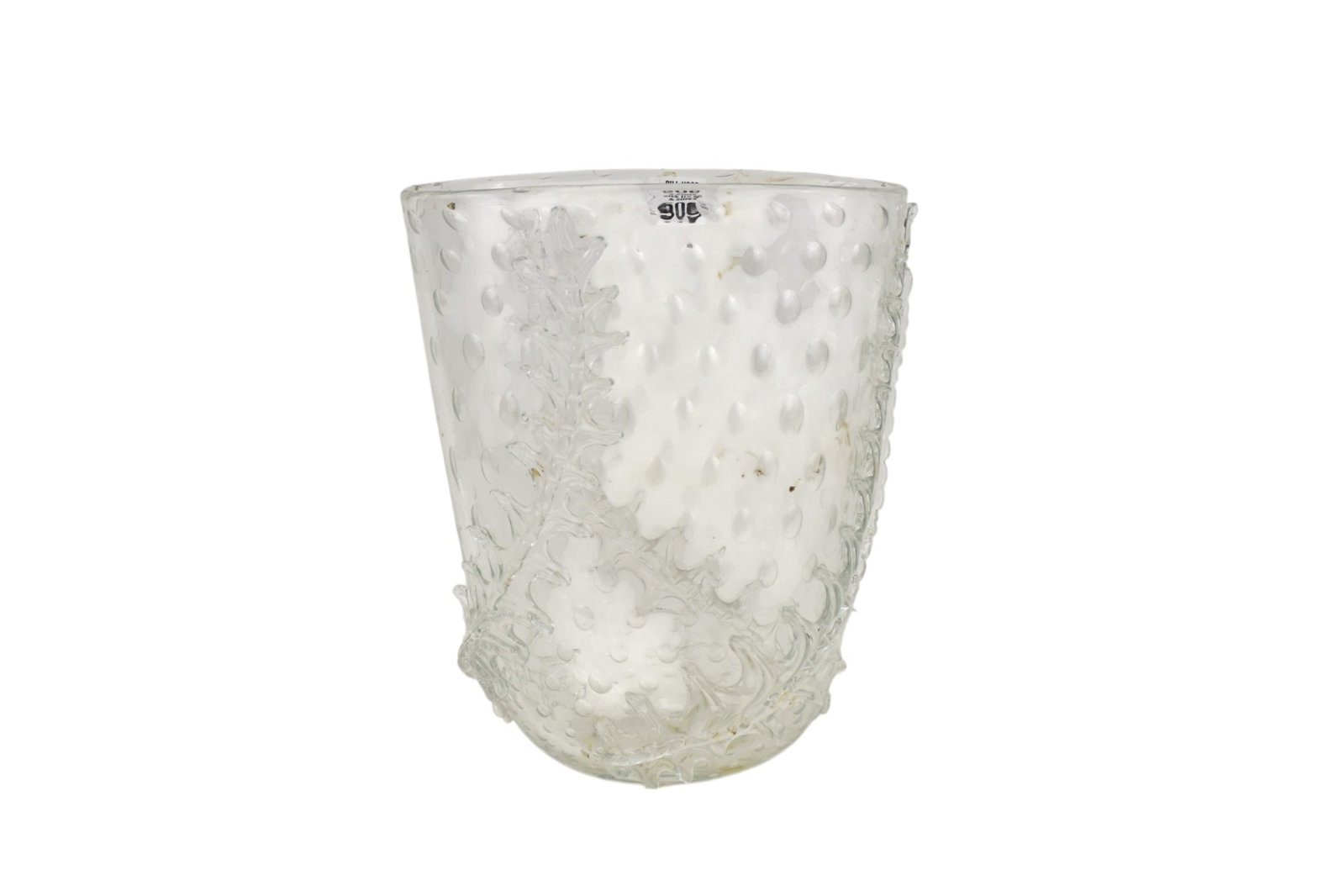 Glass Vase, Applied Fern, Signed Barovier Toso, Murano, 12 1/2"h: Glass Vase, Applied Fern, Signed Barovier Toso, Murano, 12 1/2"h