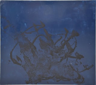 Bernhard Hildebrandt. Painting Blue and Black #5, Untitled-1998. 43 x 48 inches