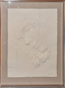 Frank Gallo (American 1933 - 2019) Cast Paper Relief Sculpture.  LE JOUER SECRET. Limited Edition